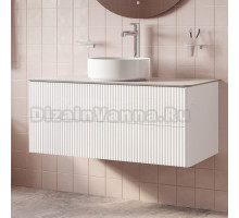 Тумба под раковину со столешницей IDDIS Aiger 100 подвесная, матовая белая soft touch