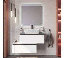 Мебель для ванной комнаты Cezares Slider 80 подвесная, 2 ящика, bianco opaco, со столешницей marmo nero opaco