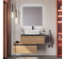 Мебель для ванной комнаты Cezares Slider 80 подвесная, 2 ящика, дуб тангент, со столешницей marmo nero opaco