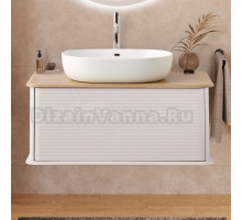 Тумба с раковиной Cezares Idra 100 1 ящик, bianco opaco, столешница rovere tabacco, раковина Bellagio 50179, 60 см, bianco