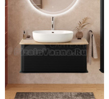 Тумба с раковиной Cezares Idra 100 1 ящик, nero opaco, столешница rovere tabacco, раковина Bellagio 50179, 60 см, bianco