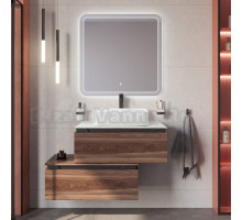 Мебель для ванной комнаты Cezares Slider 80 подвесная, 2 ящика, дымчатый орех, со столешницей bianco opaco