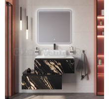 Мебель для ванной комнаты Cezares Slider 80 подвесная, 2 ящика, черный фьюжн, со столешницей bianco opaco