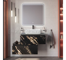 Мебель для ванной комнаты Cezares Slider 80 подвесная, 2 ящика, черный фьюжн, со столешницей marmo nero opaco