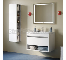 Шкаф-пенал для ванной IDDIS Zodiac X 35 подвесной, матовый белый, серый