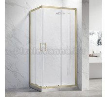 Душевой уголок Veconi Rovigo RV-27G 100х80 см, профиль брашированное золото, стекло прозрачное
