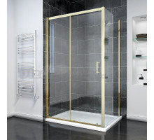Душевой уголок Veconi Rovigo RV-055G 100х70 см, профиль брашированное золото, стекло прозрачное