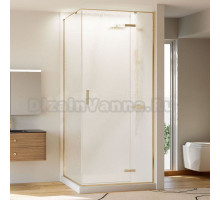 Душевой уголок Veconi Rovigo RV-073RG/R 120х100 см, профиль брашированное золото, стекло текстурное дождь