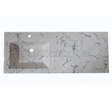 Раковина над стиральной машиной Stella Polar Мадлен 130 левая белый мрамор, прямоугольная, со столешницей справа