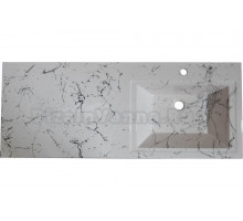 Раковина над стиральной машиной Stella Polar Мадлен 130 правая белый мрамор, прямоугольная, со столешницей слева