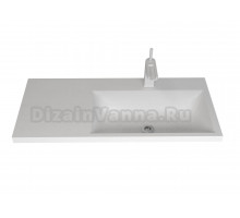 Мебельная раковина Stella Polar Одилия 90 правая накладная, глянцевая белая, прямоугольная, искусственная мрамор