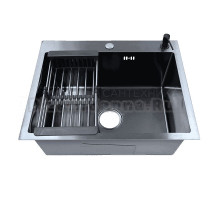 Комплект AZARIO Nicole AZB6050N нержавеющая сталь черная, с дозатором и коландером