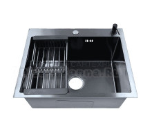 Комплект AZARIO Nicole AZB5050N нержавеющая сталь черная, с дозатором и коландером