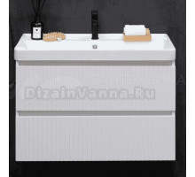 Тумба с раковиной Logan REEF 80 подвесная, 2 ящика, белая матовая