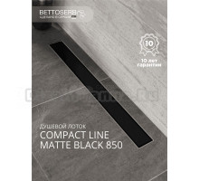 Душевой трап (лоток) BETTOSERB Compact Line Matte Black 85 см, решетка матовая черная, с сифоном, под плитку