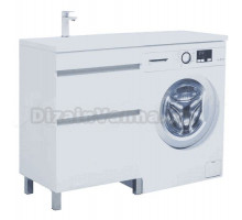 Тумба под раковину без столешницы Aquanet Вега 58 напольная, под стиральную машину, белый глянцевый