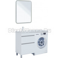 Мебель для ванной комнаты Aquanet Вега 120 L напольная, белая глянцевая, под стиральную машину