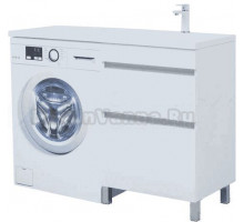 Тумба с раковиной Aquanet Вега 120 R напольная, под стиральную машину, белая глянцевая
