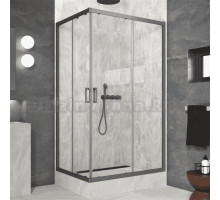 Душевой уголок Vegas Glass ZA-F Protec 120*110 06 01 профиль вороненая сталь, стекло прозрачное