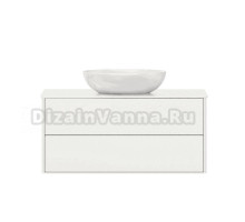 Тумба с раковиной Belux Джаз 100 подвесная, белая глянцевая, раковина Дубай 56