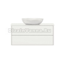 Тумба с раковиной Belux Джаз 110 подвесная, белая глянцевая, раковина Дубай 56