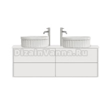 Тумба с раковиной Belux Джаз 130 подвесная, белая глянцевая, раковина Колизей 55