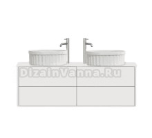 Тумба с раковиной Belux Джаз 140 подвесная, белая глянцевая, раковина Колизей 55