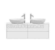 Тумба с раковиной Belux Джаз 140 подвесная, белая глянцевая, раковина Турин 61