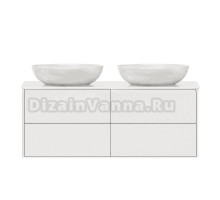 Тумба под раковину со столешницей Belux Джаз 150 подвесная, белая глянцевая
