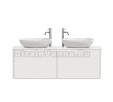 Тумба с раковиной Belux Джаз 150 подвесная, белая глянцевая, раковина Дубай 56