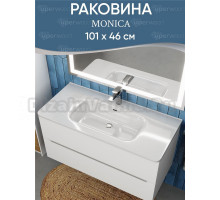 Мебельная раковина Uperwood Monica 101 накладная, глянцевая белая, прямоугольная, фаянс