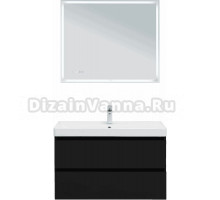 Мебель для ванной комнаты Aquanet Вега 2.0 90 подвесная, черная матовая