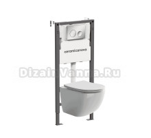 Комплект Ceramicanova Унитаз подвесной Forma CN3009 безободковый, с микролифтом + Инсталляция Balance CN121001CH с кнопкой Circle глянцевый хром
