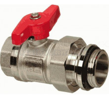 Шаровой кран TeRma 33502 американка, для коллектора, красная ручка, 1" ВРx1" НР
