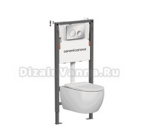 Комплект Ceramicanova Унитаз подвесной Play CN3001 безободковый, с микролифтом + Инсталляция Balance CN121001CH с кнопкой Circle глянцевый хром