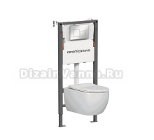 Комплект Ceramicanova Унитаз подвесной Play CN3001 безободковый, с микролифтом + Инсталляция Balance CN121002CH с кнопкой Square глянцевый хром