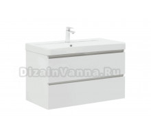 Тумба под раковину без столешницы Aquanet Вега 90 подвесная, белая глянцевая