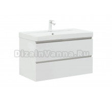 Тумба с раковиной Aquanet Вега 90 подвесная, белая глянцевая