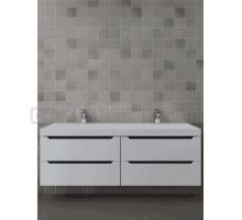 Тумба с раковиной Uperwood Tanos 120 подвесная, 4 ящика, матовая белая, графит