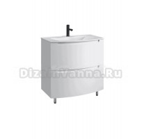 Тумба с раковиной Belux Ганновер 80 напольная, 2 ящика, белая глянцевая