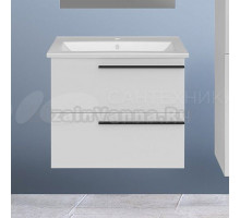 Тумба с раковиной ASB-Mebel Тида 60 глянцевая белая, раковина Santek Миранда 60