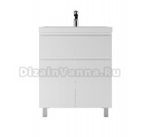 Тумба с раковиной Домино Graffo 70 напольная, белая, раковина Bazis