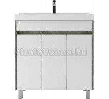 Тумба с раковиной Домино Karlo 80 напольная, бетон, белая, раковина Classica