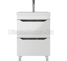 Тумба с раковиной Айсберг Мега 60 напольная, белая, раковина Como