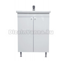 Тумба с раковиной Домино Промо 60 напольная, бетон, белая, раковина Como