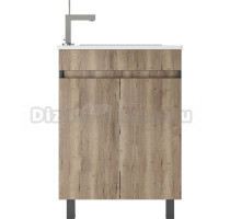 Тумба с раковиной Домино Dolche Dark 60 напольная, дуб галифакс табак, раковина Modul