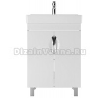Тумба с раковиной Айсберг Стандарт 60 напольная, белая, раковина Енисей