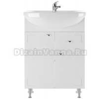 Тумба с раковиной Айсберг Классик 60 напольная, 2 дверцы, 1 ящик, белая раковина Уют