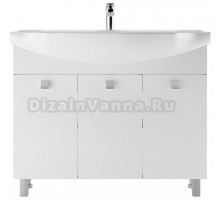 Тумба с раковиной Айсберг Мега 105 напольная, белая, раковина Элеганс