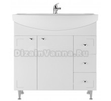 Тумба с раковиной Айсберг Классик 85 напольная, белая, раковина Элеганс